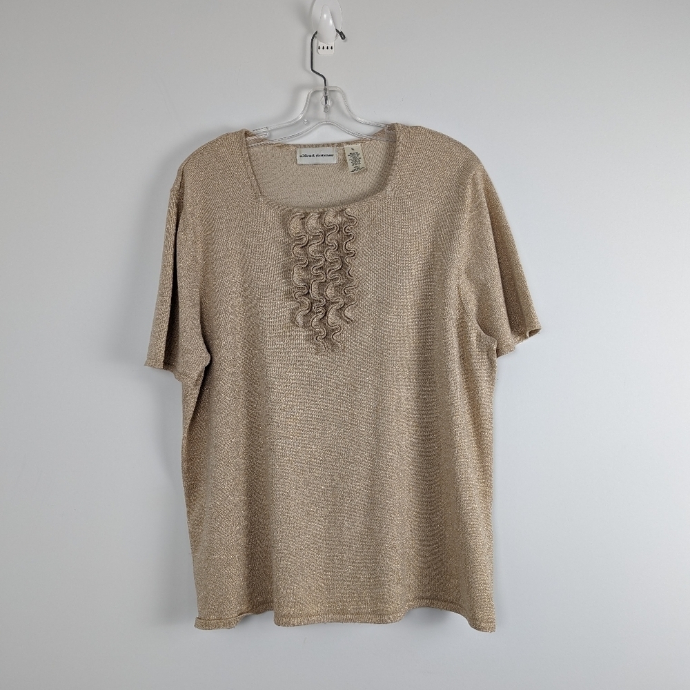 Women's Alfred Dunner Metallic Knit Top with Ruffle Detail - Size XL